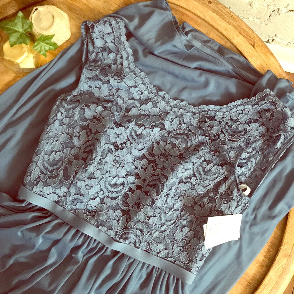 NWT Long Dress with Lace Bodice & Slit